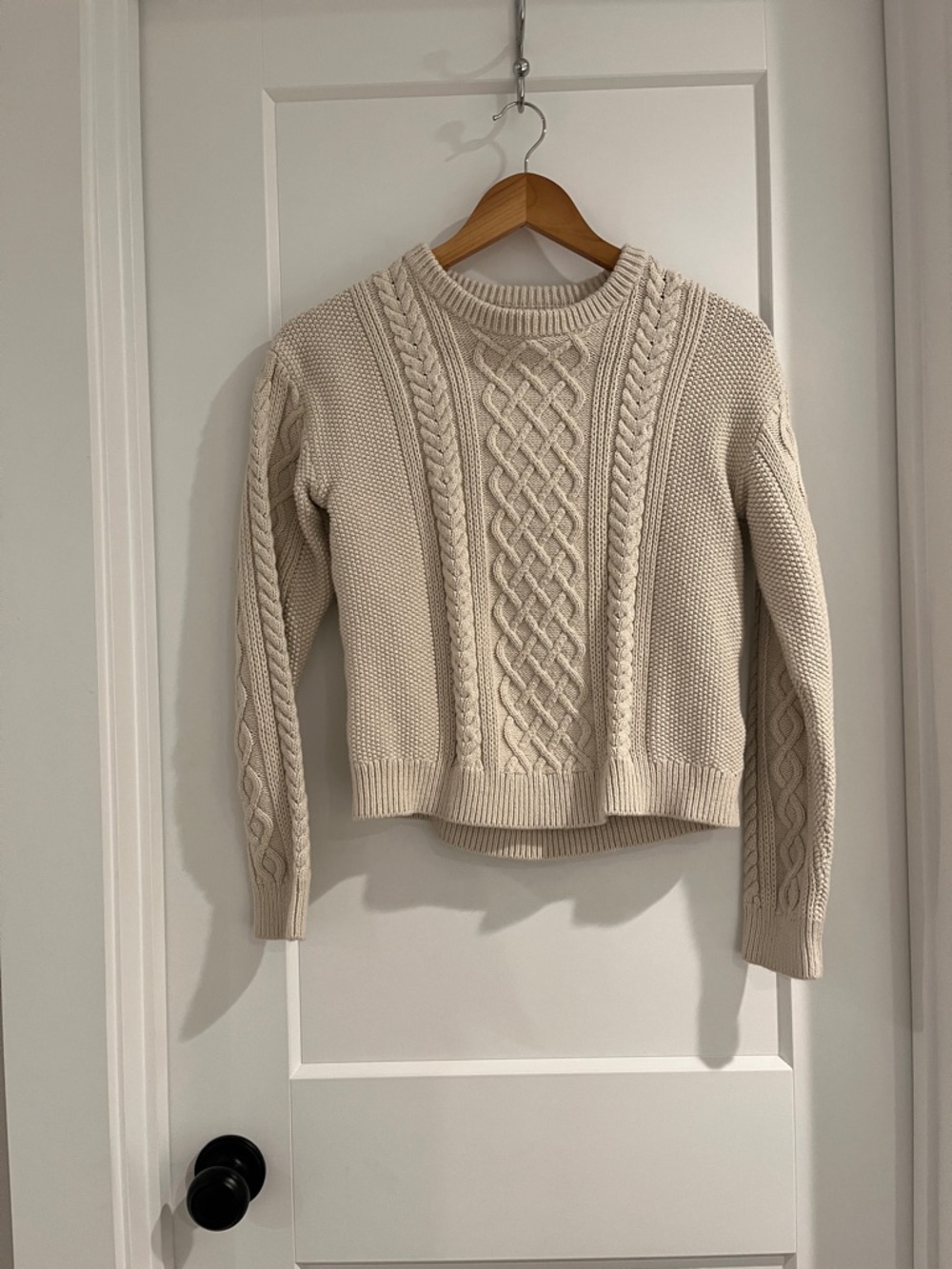 J. Crew Cream Cable-Knit Crewneck Sweater